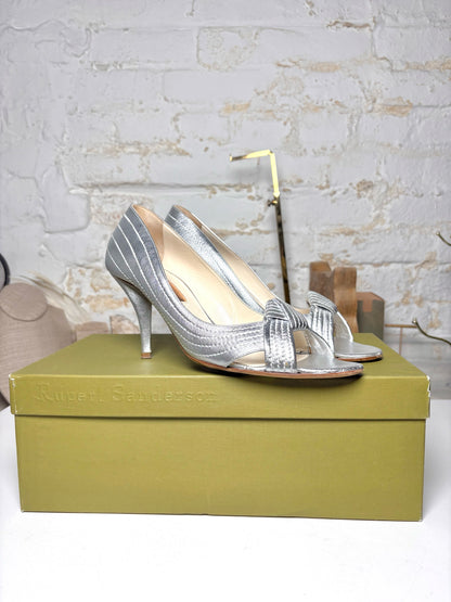 W Shoe Size 39 (8.5 US) Rupert Sanderson Silver Leather Cowhide Pump