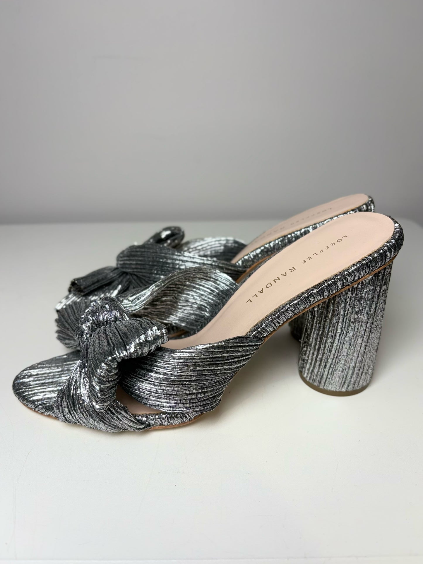 W Shoe Size 8.5 Loeffler Randall Silver Italian Lame Heels