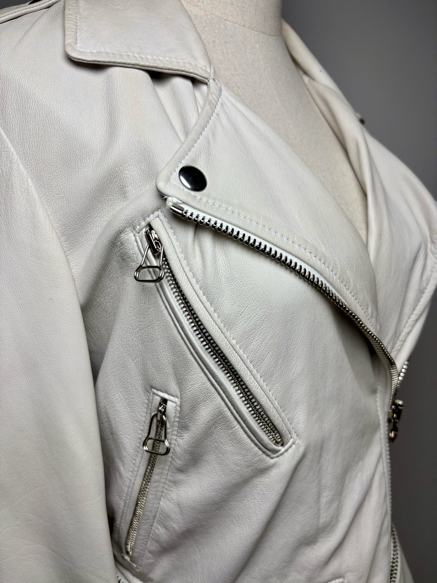 Women Size 2 3.1 Phillip Lim Bone Pure Leather Pre-Owned Moto Jacket