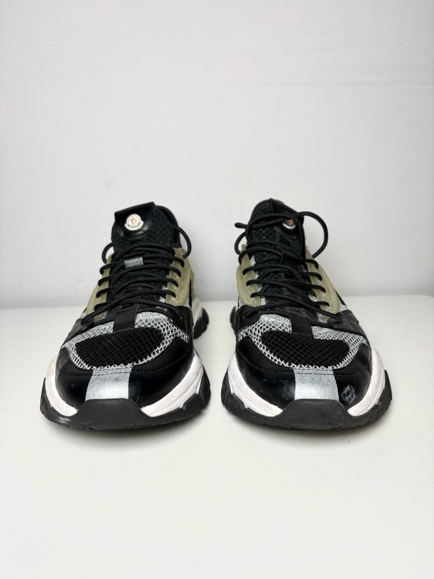 Moncler Black, Green, White Polyester Colorblock Men's Pre-owned 44 Sneakers
