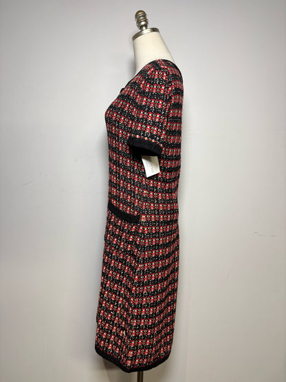 Women's Size 8 St. John Exclusively for Nordstrom Black Red & Khaki Tweed Pre-Owned Dress