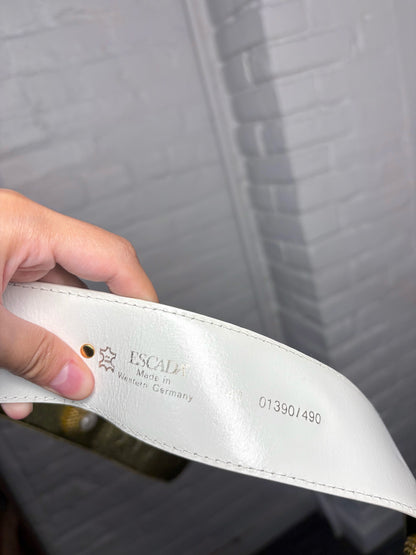 Escada Leather 40 (S) Vintage Metallic Gold Pearls Belt