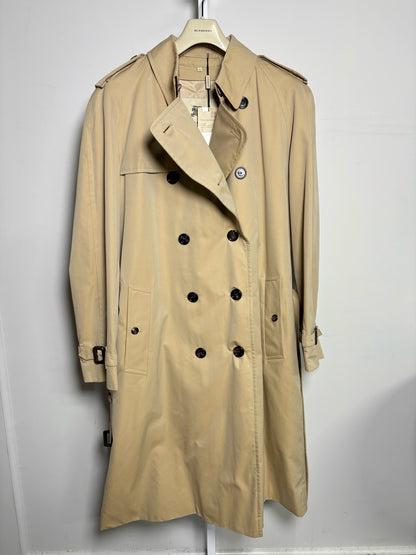 Burberry Khaki Cotton Solid Men's  Size 52L Trench Coat