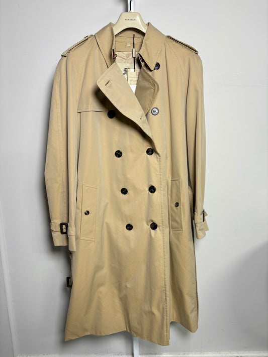 Burberry Khaki Cotton Solid Men's  Size 52L Trench Coat