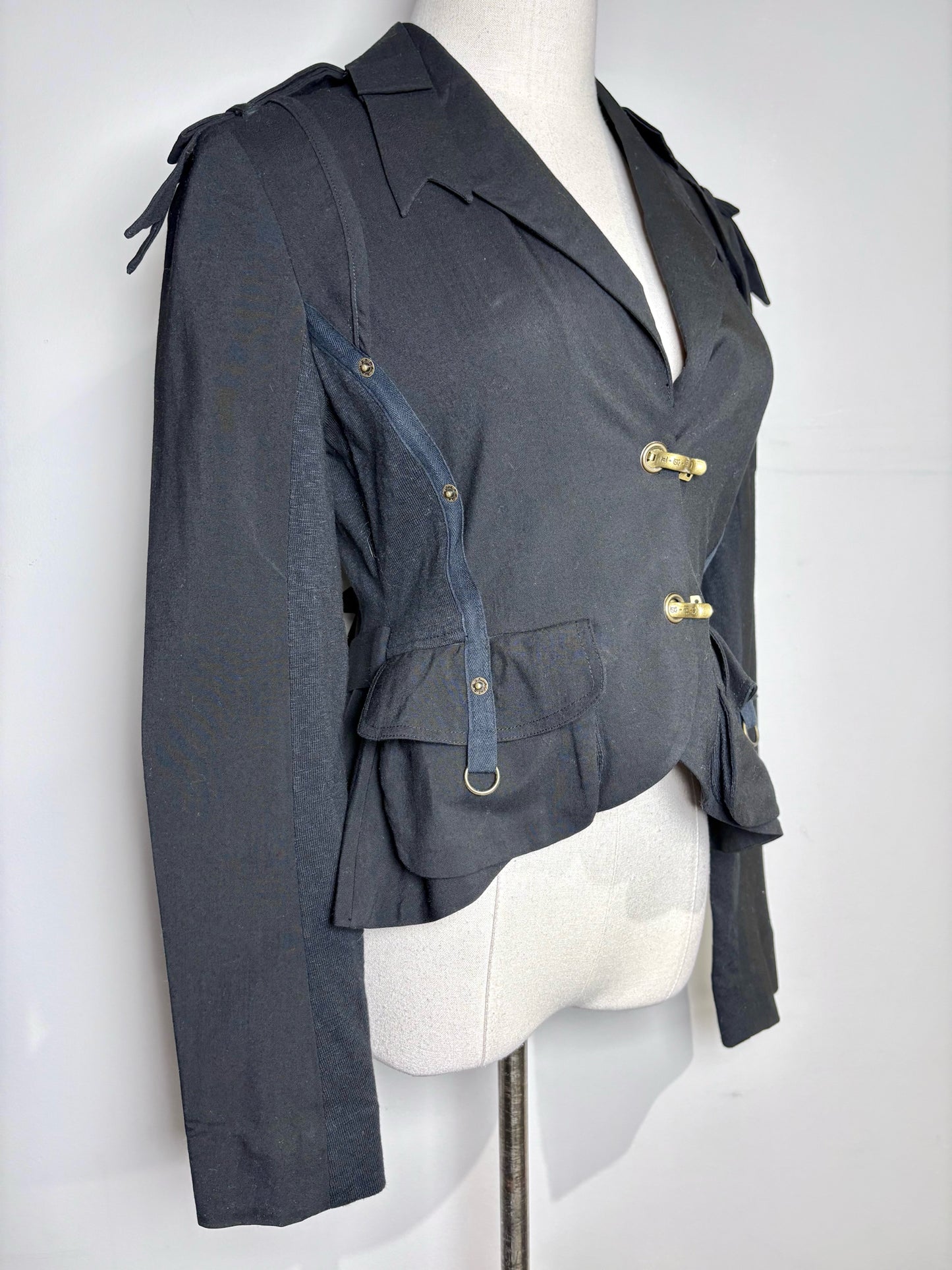 Women Size 8 LAMB Black Solid Wool Jacket
