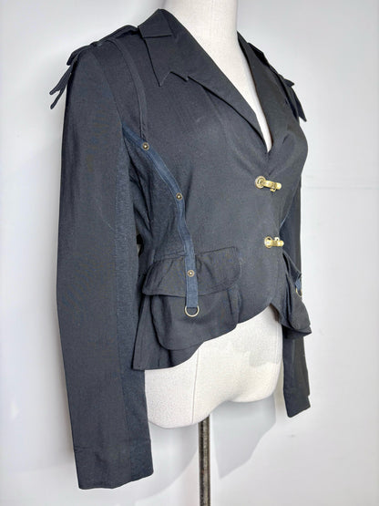 Women Size 8 LAMB Black Solid Wool Jacket