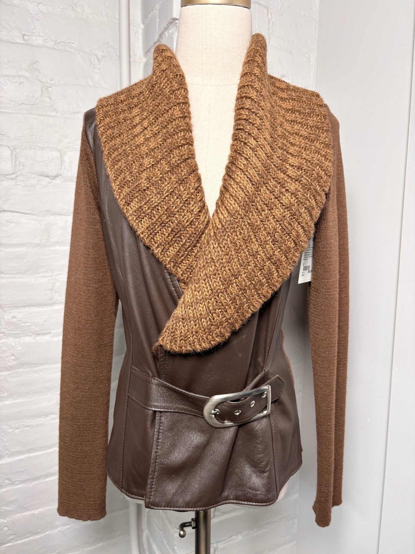 Women Size S Renzo Costa Brown Knitted Merino, Alpaca Jacket