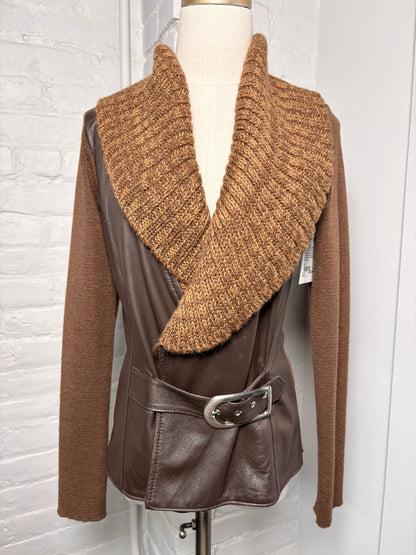 Women Size S Renzo Costa Brown Knitted Merino, Alpaca Jacket