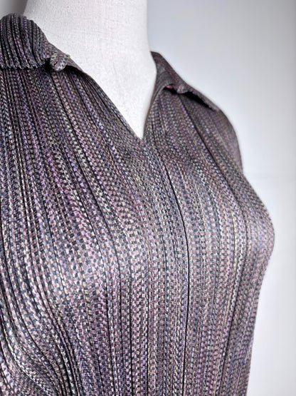 Women Size F (Free/One Size) Issey Miyake Brown Stripe Stretch Top