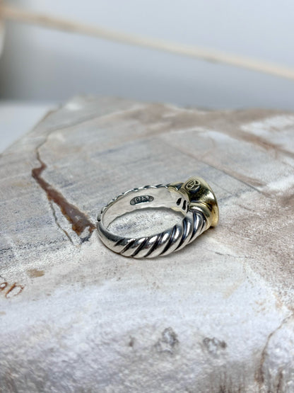 David Yurman Amethyst 14K Gold, Silver Noblesse Sz 7 Ring
