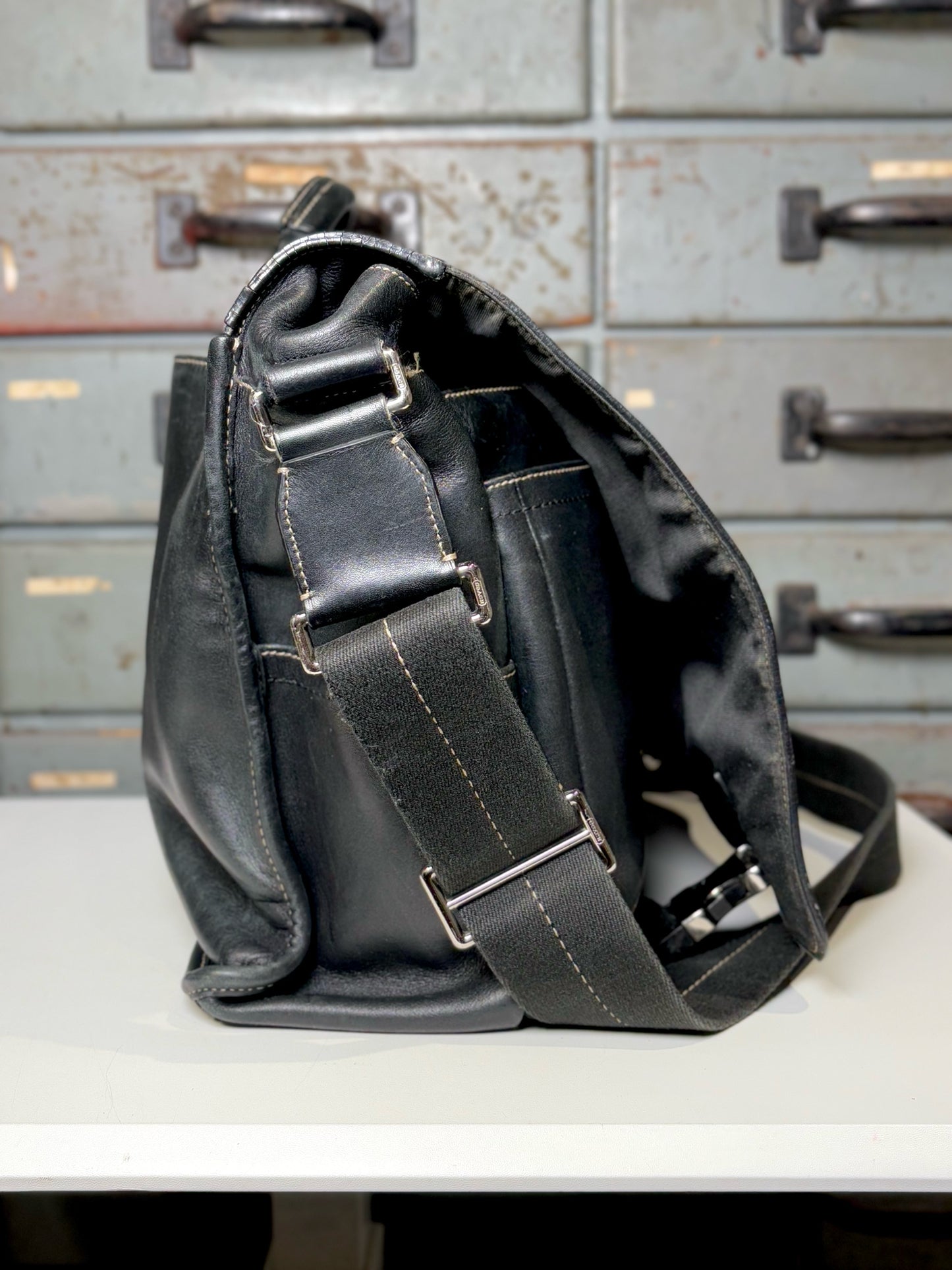 Men's Vintage Coach Leather Black Briefcase