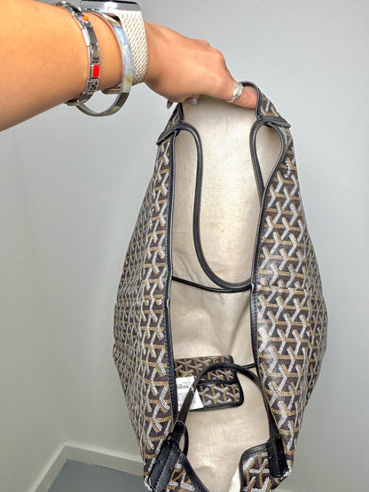 Goyard-Goyardine St. Louis XXL Coated Canvas Pre-owned Black Leather Trim Tote