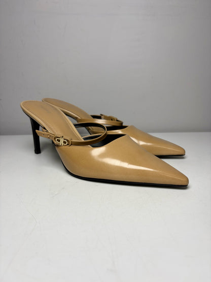 Women's Shoe Size 40 PEDRO Camel Leather NWT Pre-Owned Slip-On Mule Pumps