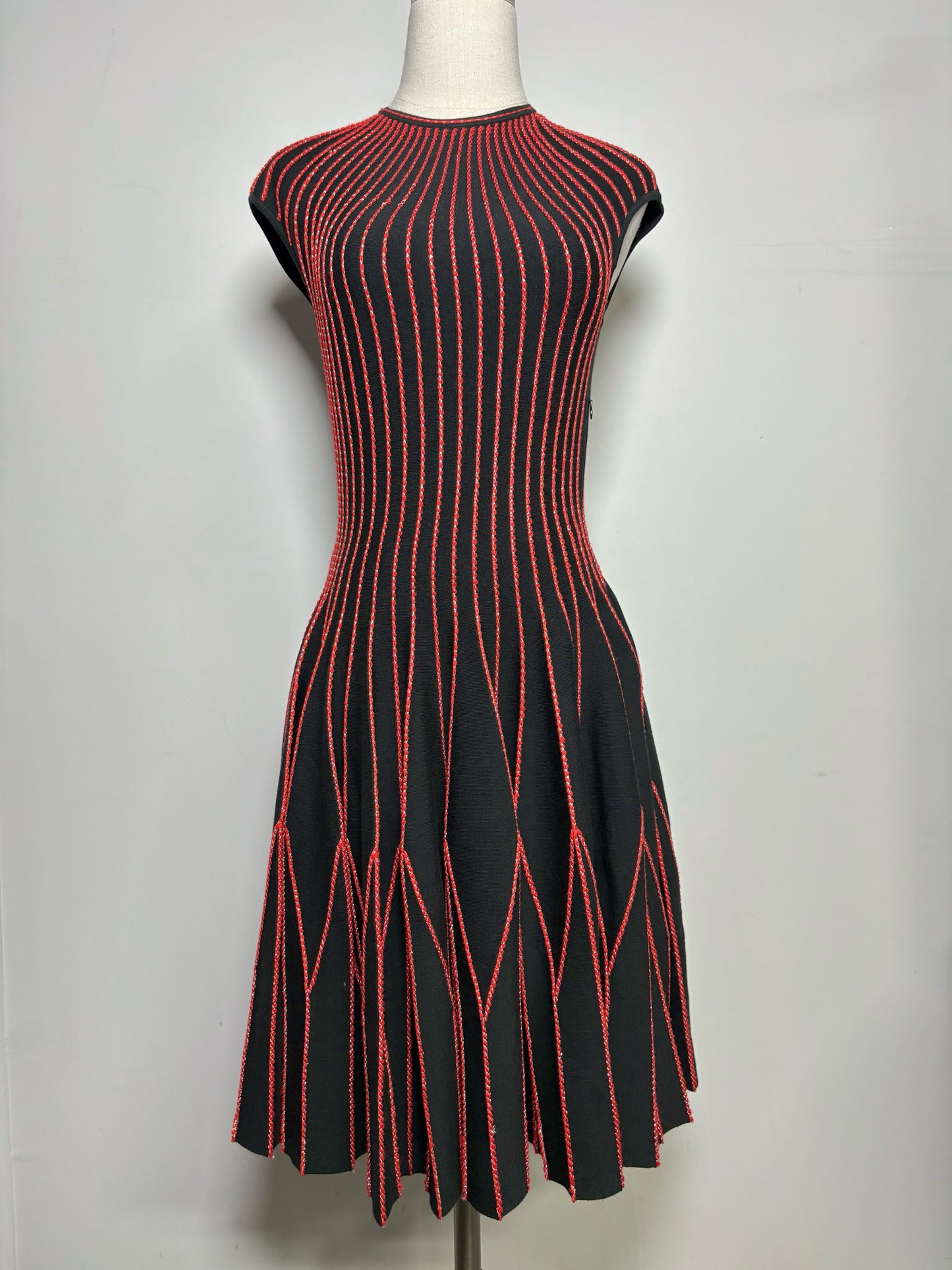 Women Size M Alexander McQueen Black Stitching Detail Wool Dress