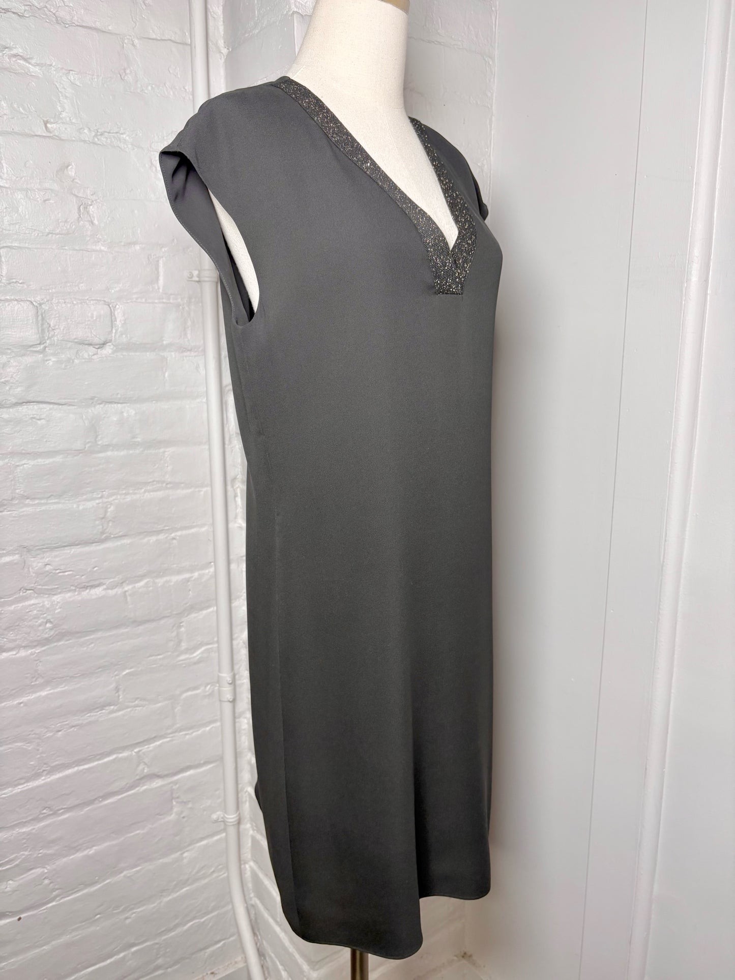 Women Size M Lafayette 148 Black Solid Dress