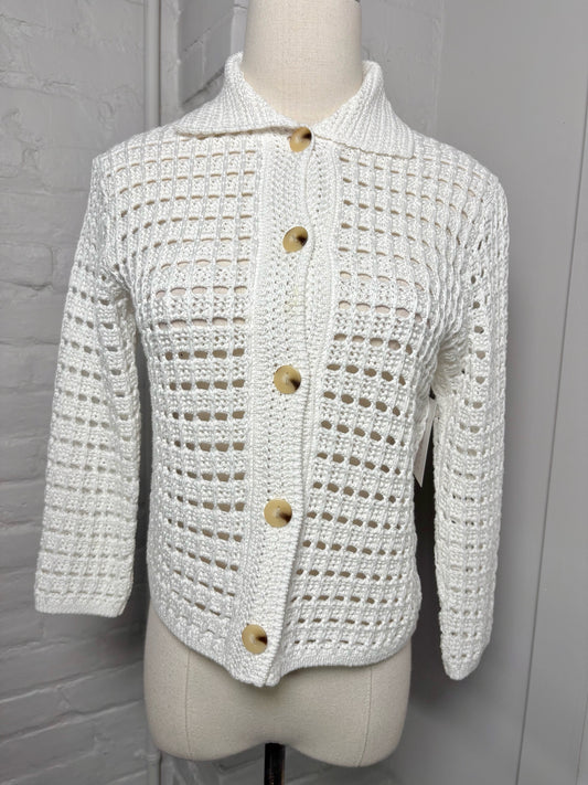Women Size XS Vince White Knitted Cardigan Sweater