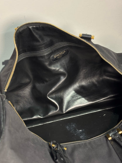 Black Canvas, Leather Chanel Duffle Bag