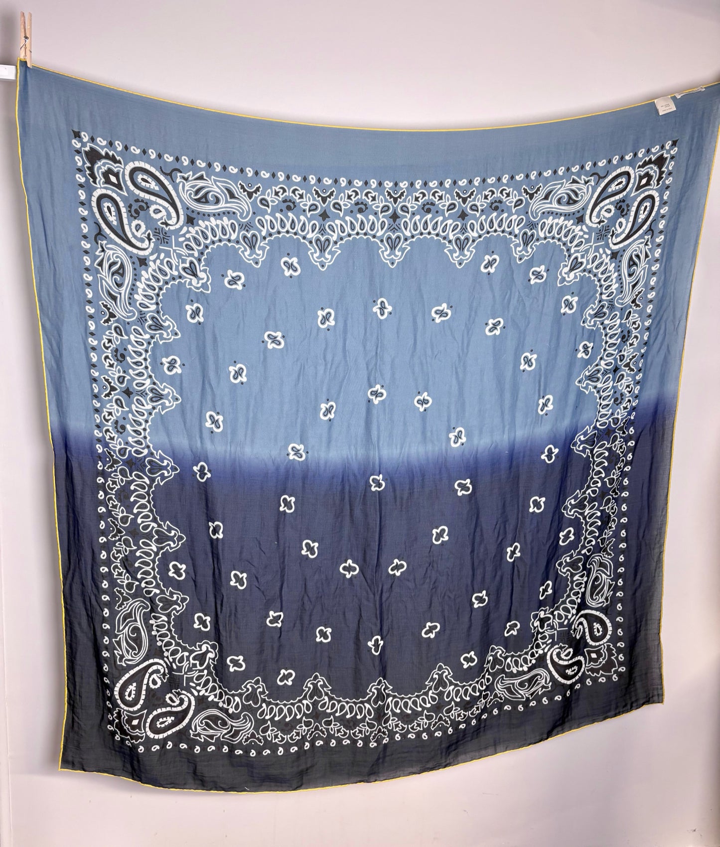 Destin for Crimson Italy Print 100% Cotton Pre-owned Blue & Yellow Scarf