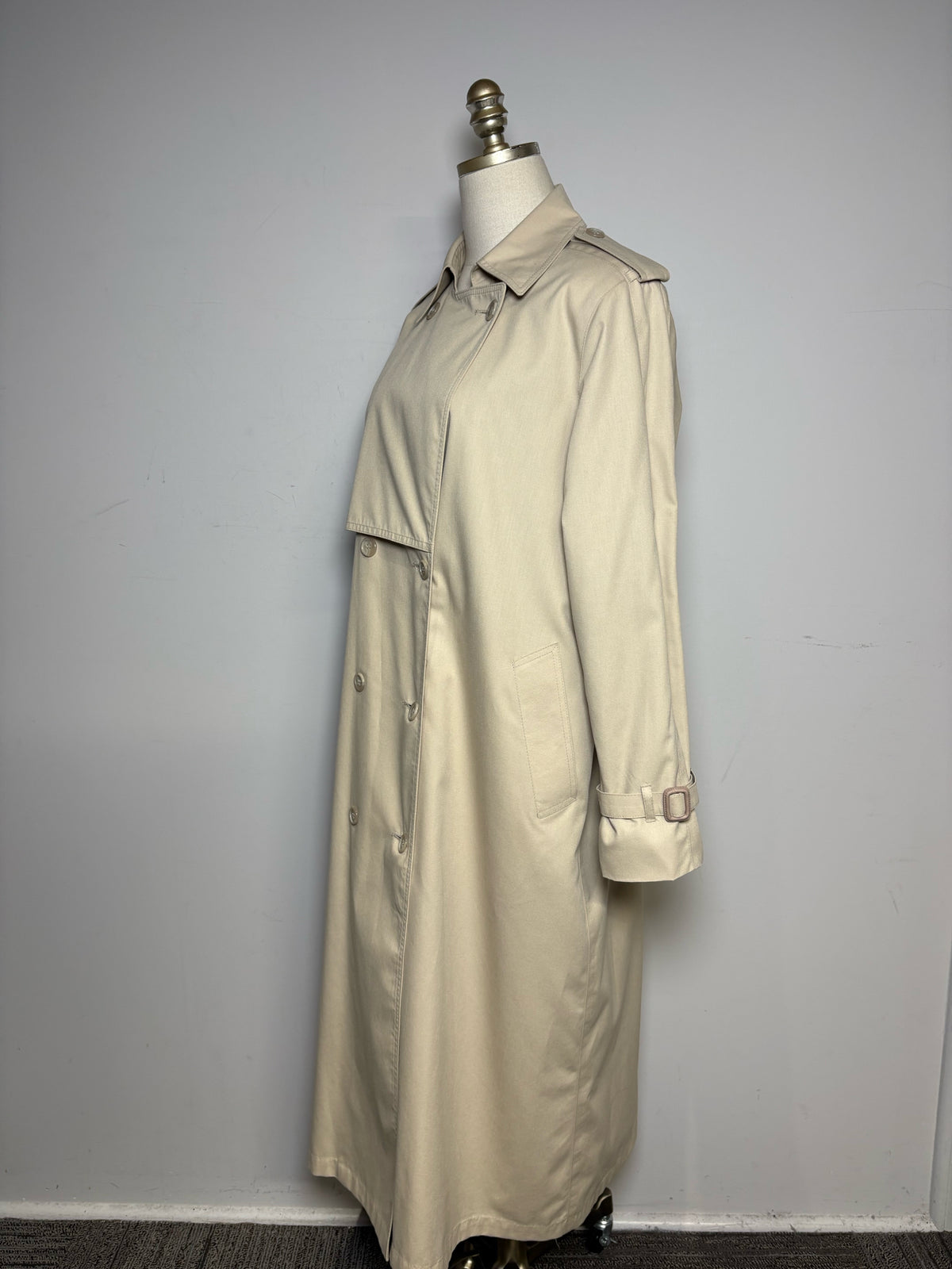 Women's Size 10R Vintage London Fog Wheat Cotton Blend Pre-Owned Long Trench Coat