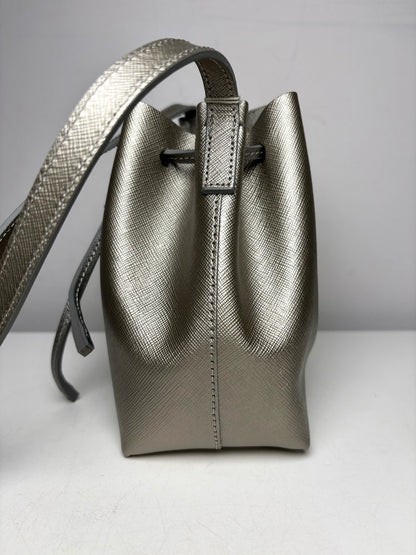 Women's Lancaster Paris Solid Saffiano Leather NWT Silver Mini Purse