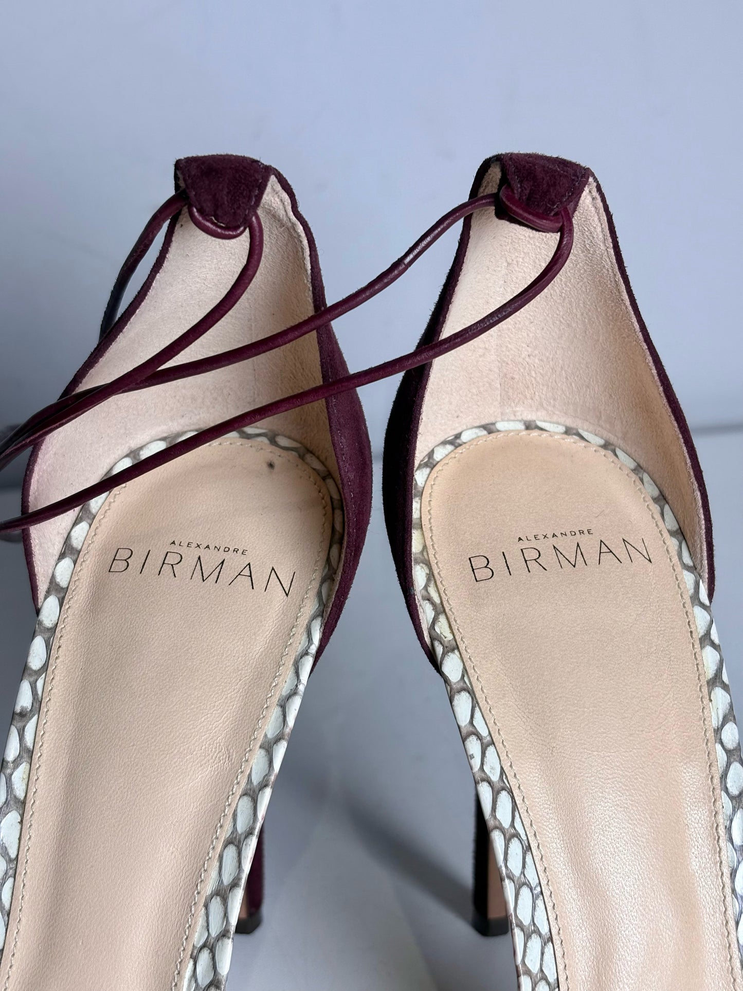 W Shoe Size 38 (8 US) Alexandre Birman Burgundy, Cream Leather Suede Heels