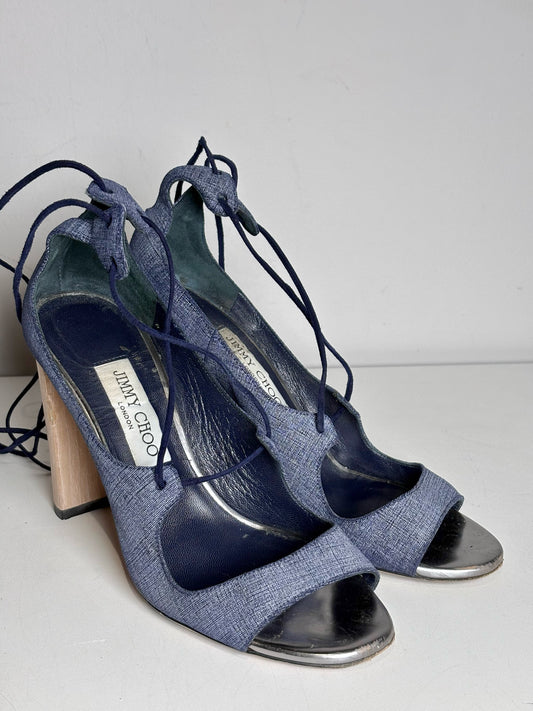 W Shoe Size 38 (8 US) Jimmy Choo Vernie Sandal Navy Women's Heels