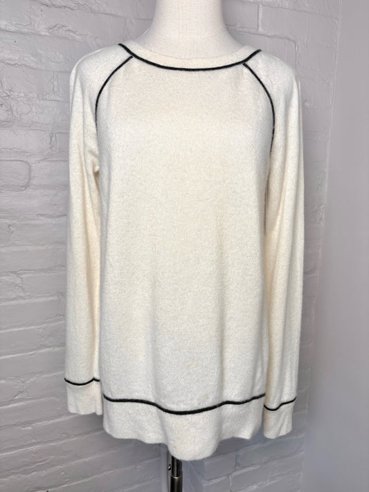 Women Size M Splendid Cream Solid Cashmere Sweater