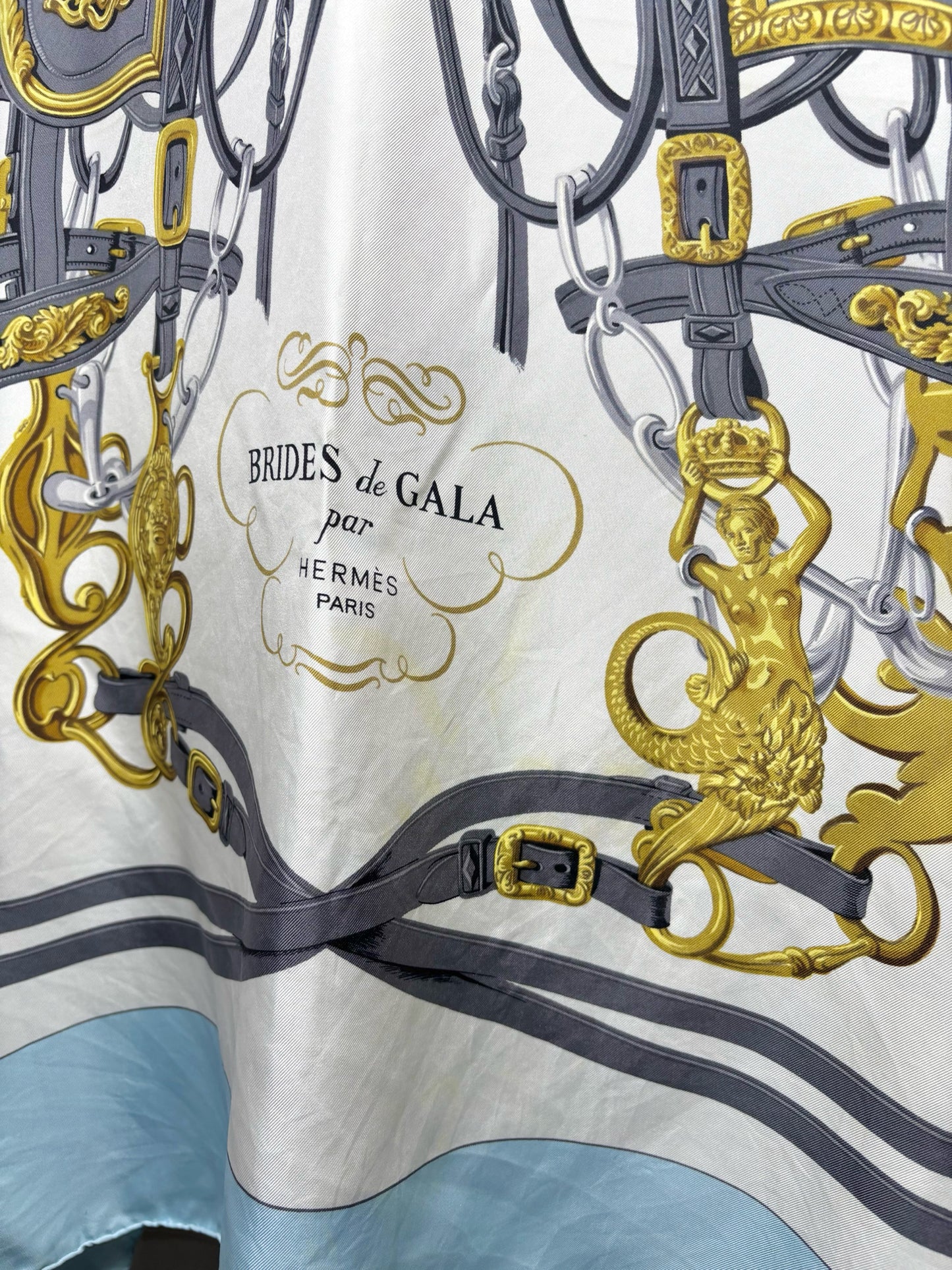 Hermes Horse Silk Blue Scarf