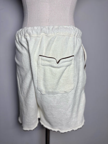 Tommy Bolo Cream 100% Organic Cotton Terry Embroidered Palm Men's S 2-Piece Set