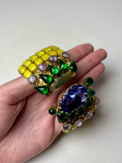 Women's Authentic Rodrigo Otazu Multicolor Gemstone Swarovski Vintage Pre-Owned Hinged Bracelet