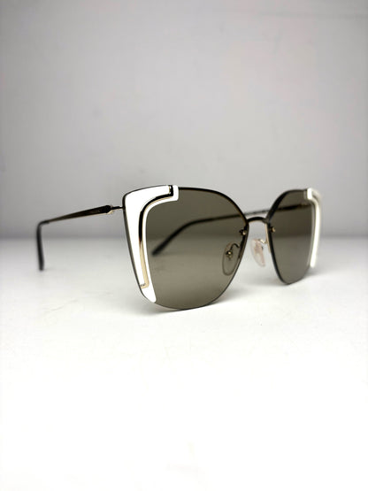 Women's Prada Absolute Ornate PR 59VS Black & Gold Pre-Owned Oversized Sunglasses