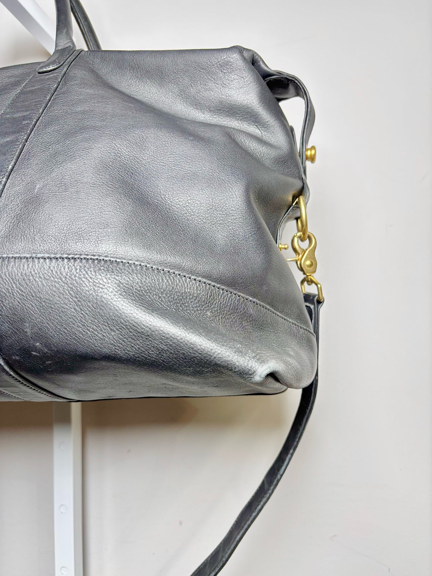 Coach Black Leather Solid Men's Duffle/Weekend Bag