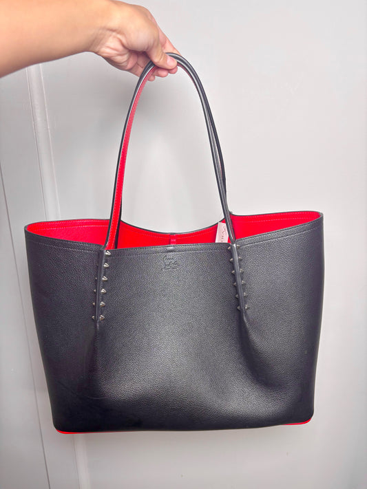 Christian Louboutin Solid Leather Black Cabana Studded Tote Bag