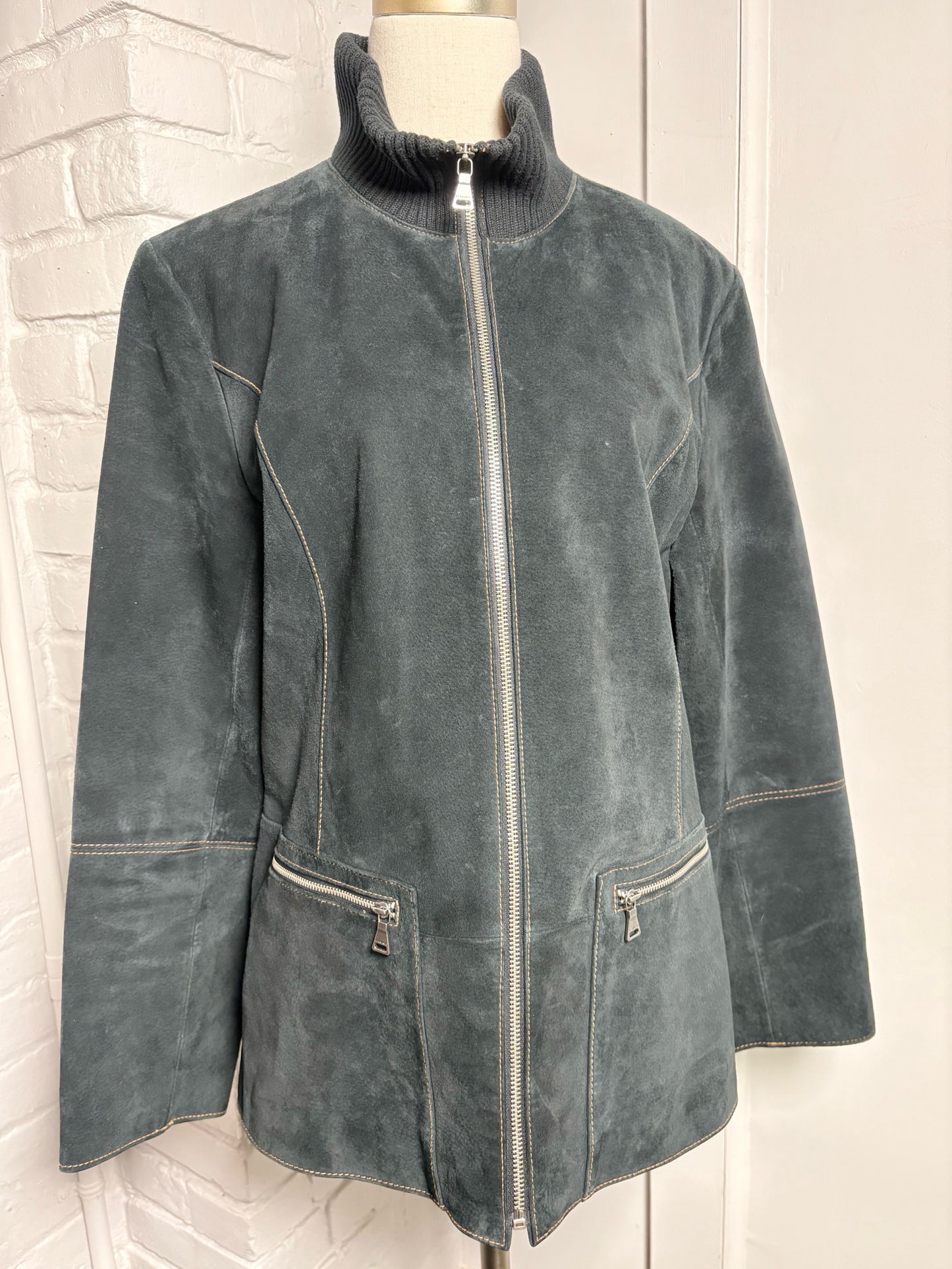 Women Size L Bernardo Black Solid Suede Jacket