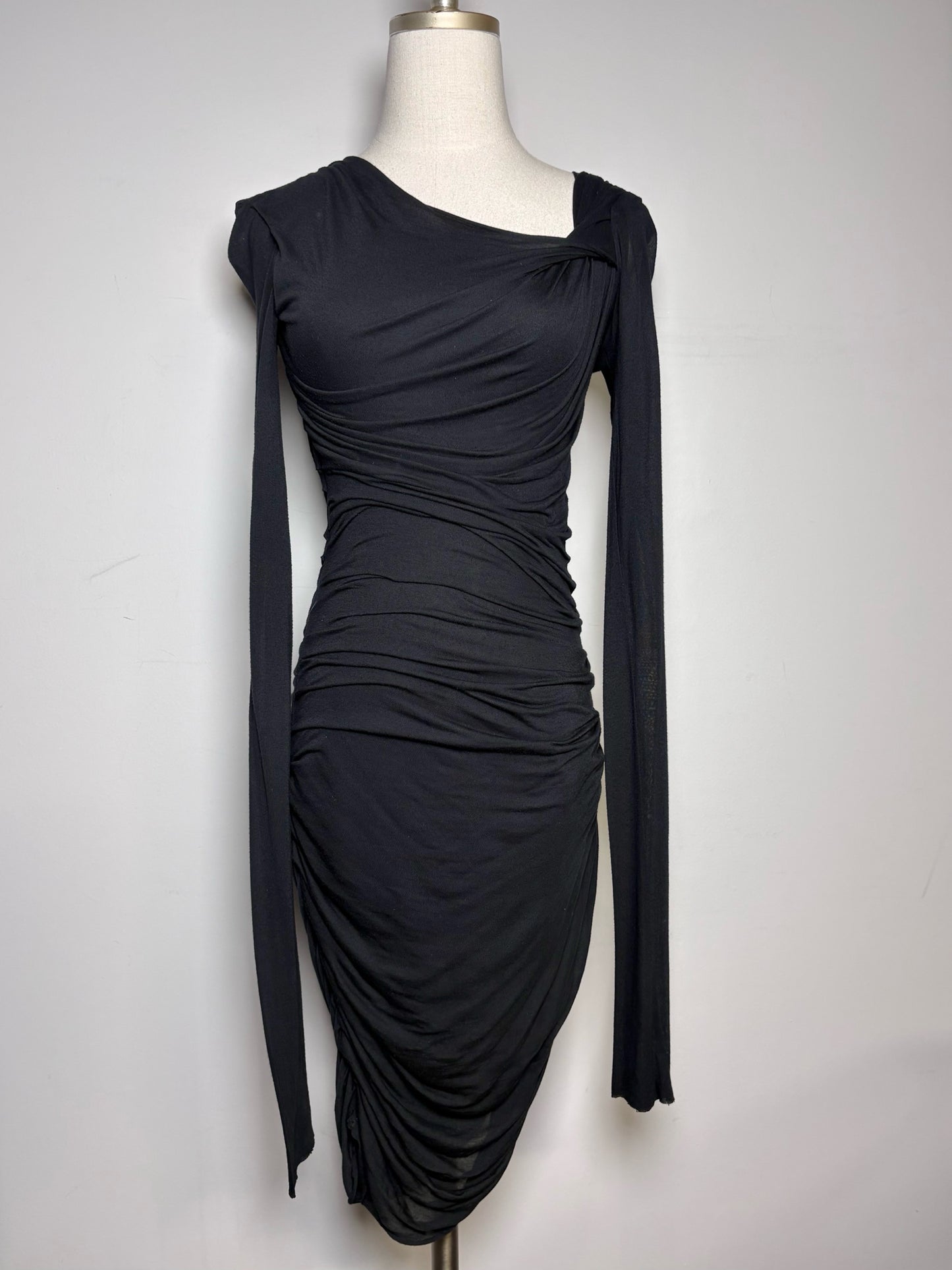 Women Size P Helmut Lang Black Pure Micro Modal LBD Pre-owned Dress