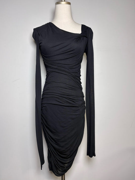 Women Size P Helmut Lang Black Pure Micro Modal LBD Pre-owned Dress