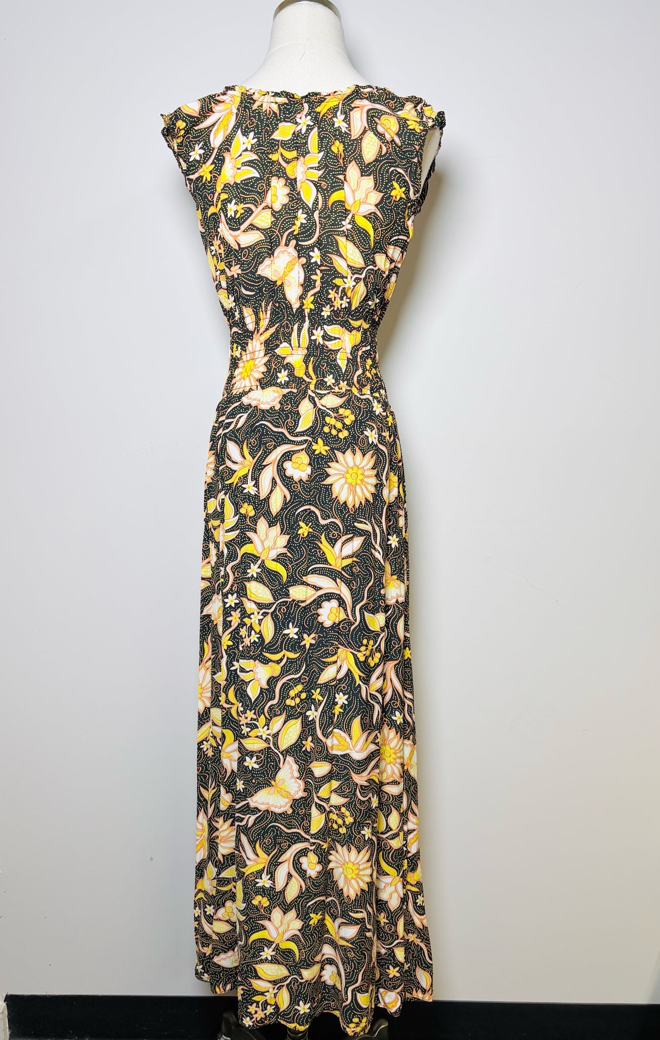 Women Size 2 The Kooples Black, Salmon, Yellow, Green Floral Print Dress