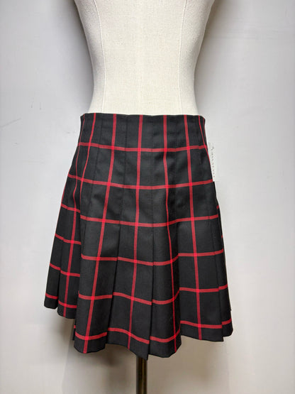 Women's Size 6 Alice + Olivia Black & Red Plaid Pleated Pre-Owned Mini Skirt