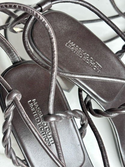 W Shoe Size 39 Massimo Dutti Dark Brown Leather Women's Pre-owned Sandals
