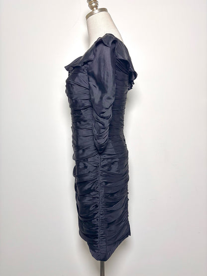 Cocktail Dress CARMEN MARC VALVO Black Tiered Ruffles Size 4