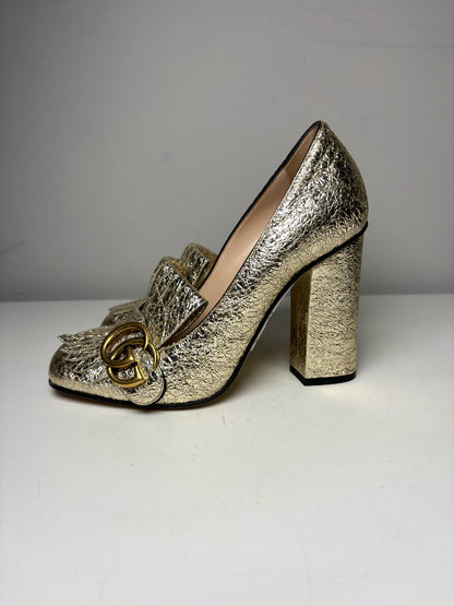 W Shoe Size 36 (5.5/6 US) Gucci Metallic Gold Leather Pre-owned Loafers