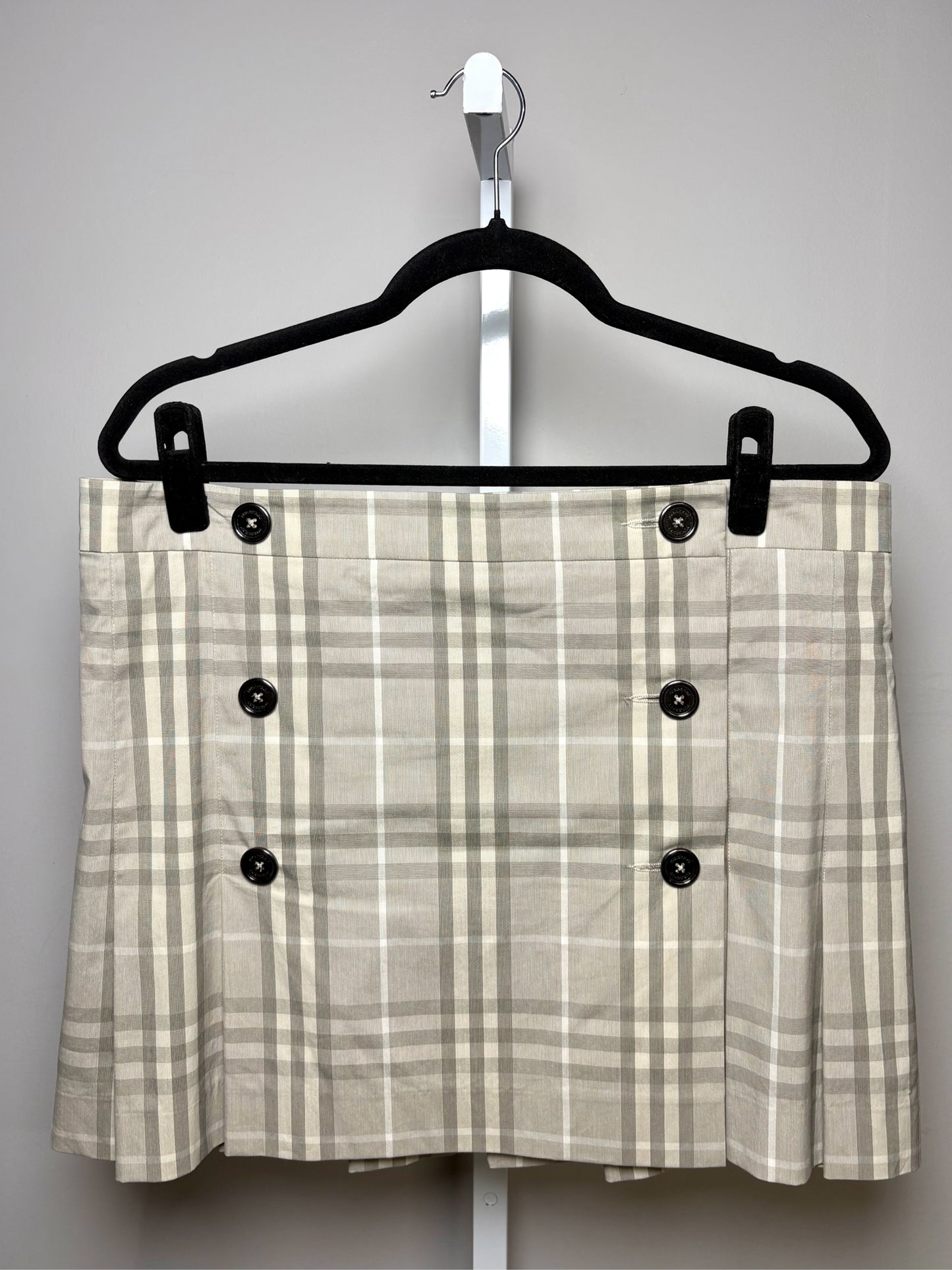Women Size 12 Burberry Brit Gray Check Print Cotton Pre-owned Mini Skirt