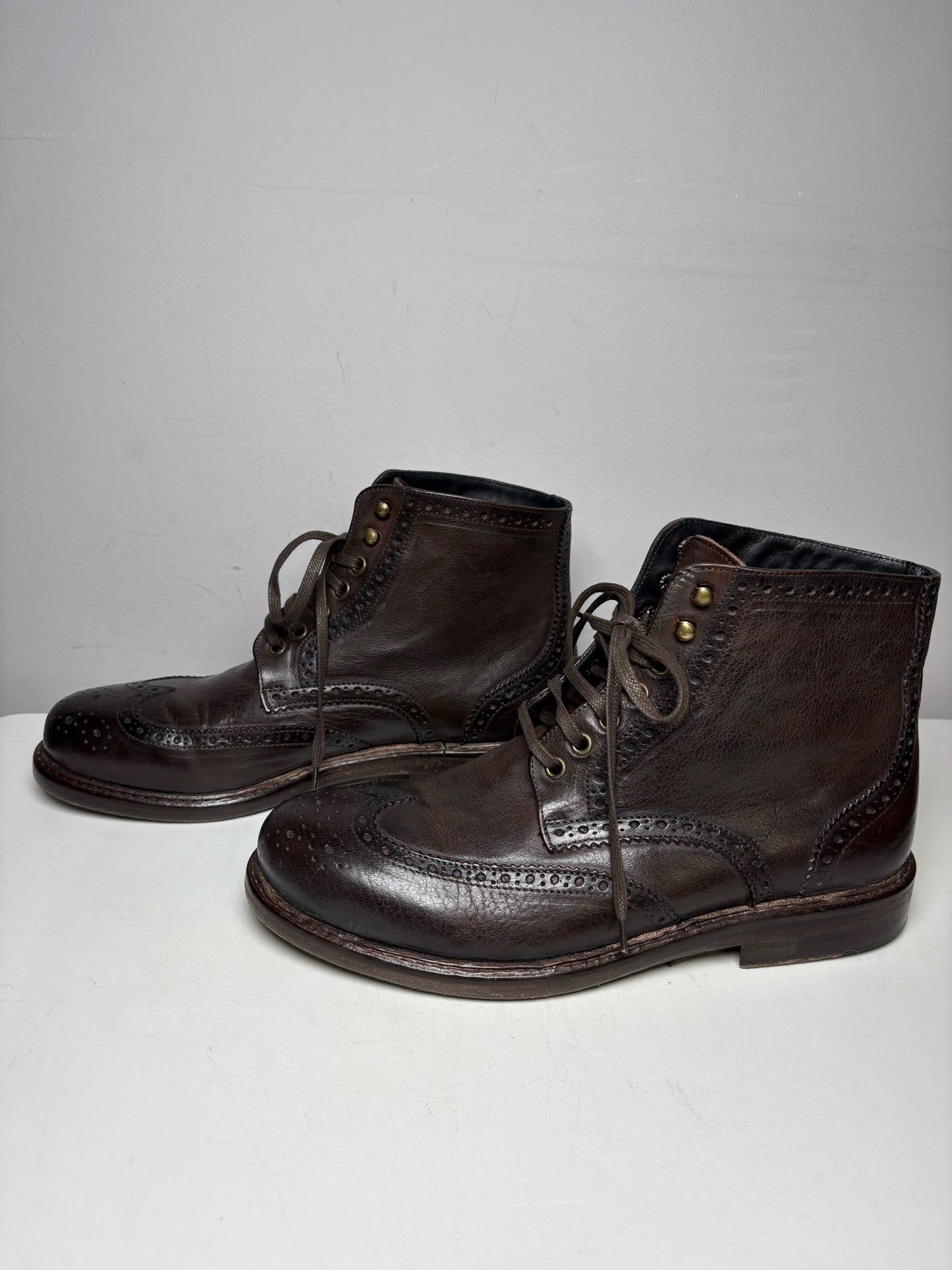 Women's Shoe Size 42 Kalimala Brown Leather Handmade in Italy Pre-Owned Lace-Up Boots