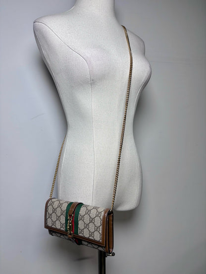Gucci GG Supreme Jackie 1961 Pre-owned Beige Authentic Pre-owned Wallet on Chain