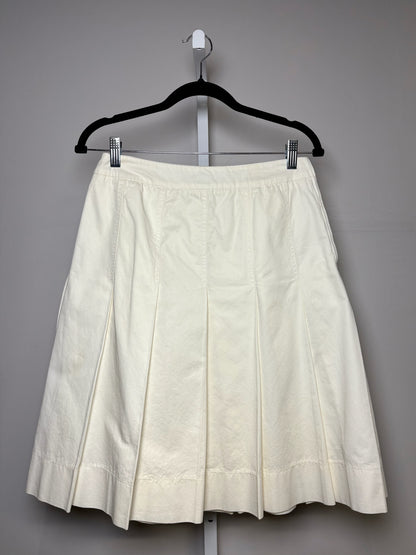 Women Size 42 ( 6 US) Prada White Pleated Pure Cotton Pre-owned Skirt
