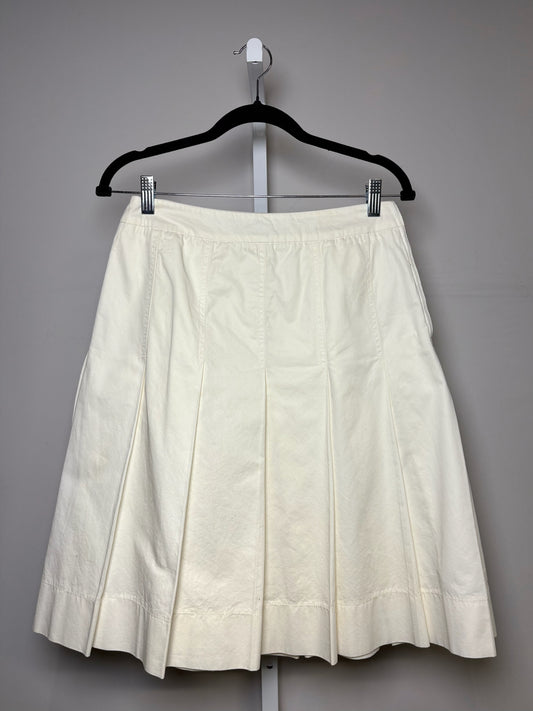 Women Size 42 ( 6 US) Prada White Pleated Pure Cotton Pre-owned Skirt