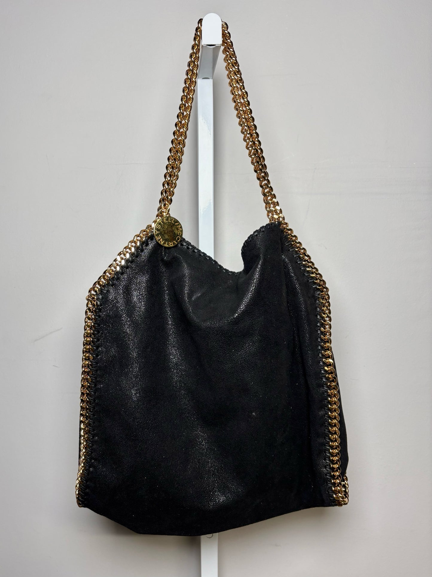 Stella McCartney Vintage Shaggy Deer Pre-owned Black & Gold Vegan Large Purse