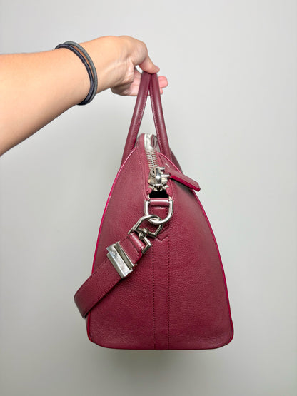 Leather Givenchy Grained Leather Pre-owned Burgundy Goatskin Medium Purse