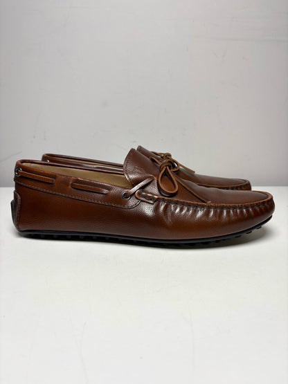 Men Shoe Size 7 Tod's Brown Leather Pre-Owned Gommino Driving Loafers