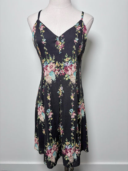 Women Size M Alice + Olivia Black, yellow, green, blue Floral Viscose Dress